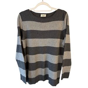 Bleu Gray Charcoal and Light Gray Striped Sweater Size M Minimalist Lightweight